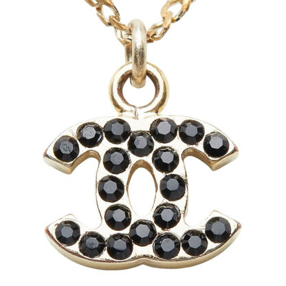 Chanel CC Logo Pendant Gold Black Plated Rhinestone — view 3