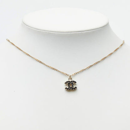 Chanel CC Logo Pendant Gold Black Plated Rhinestone — view 6