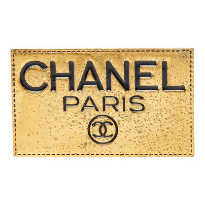 Chanel Logo Plate Brooch Gold Plated