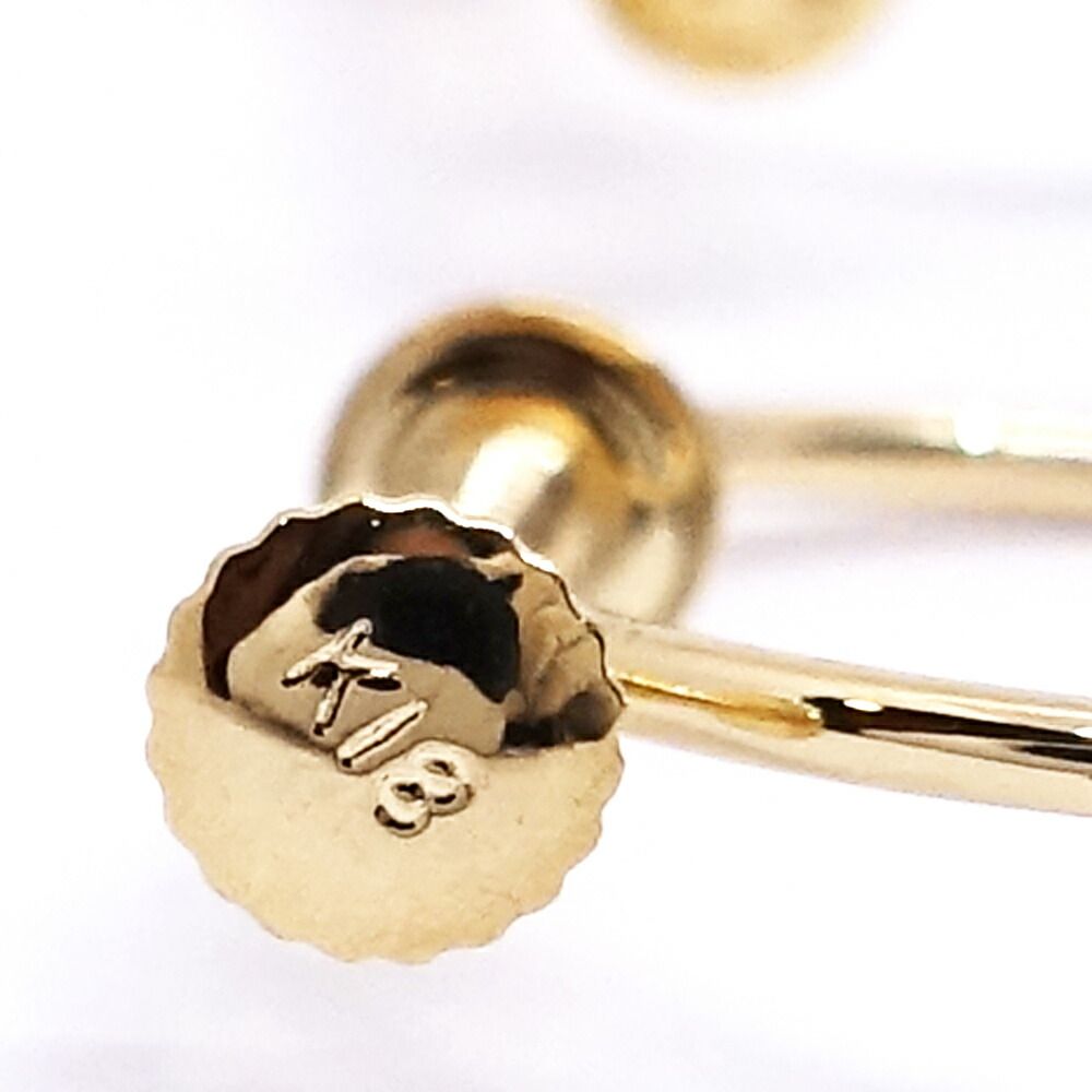 Saint Laurent 18K Yellow Gold Logo Hoop Earrings YSL Vintage — view 7