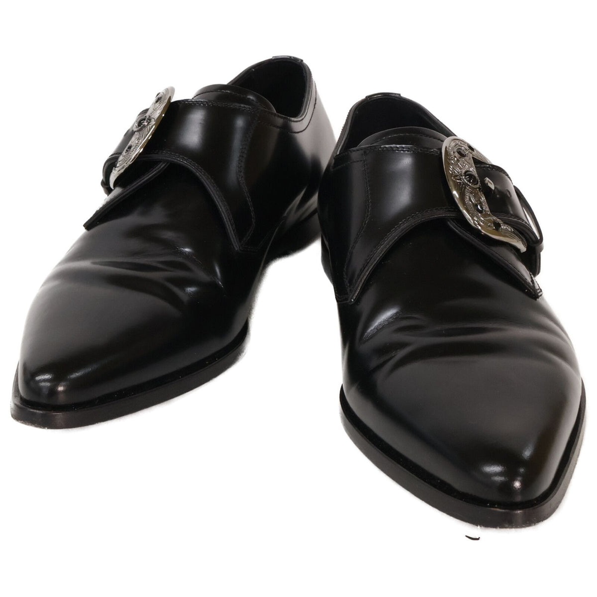 Dolce & Gabbana Silver Buckle Single Monk Dress Shoes