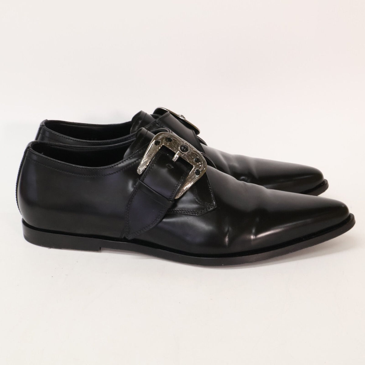 Dolce & Gabbana Silver Buckle Single Monk Dress Shoes — view 4