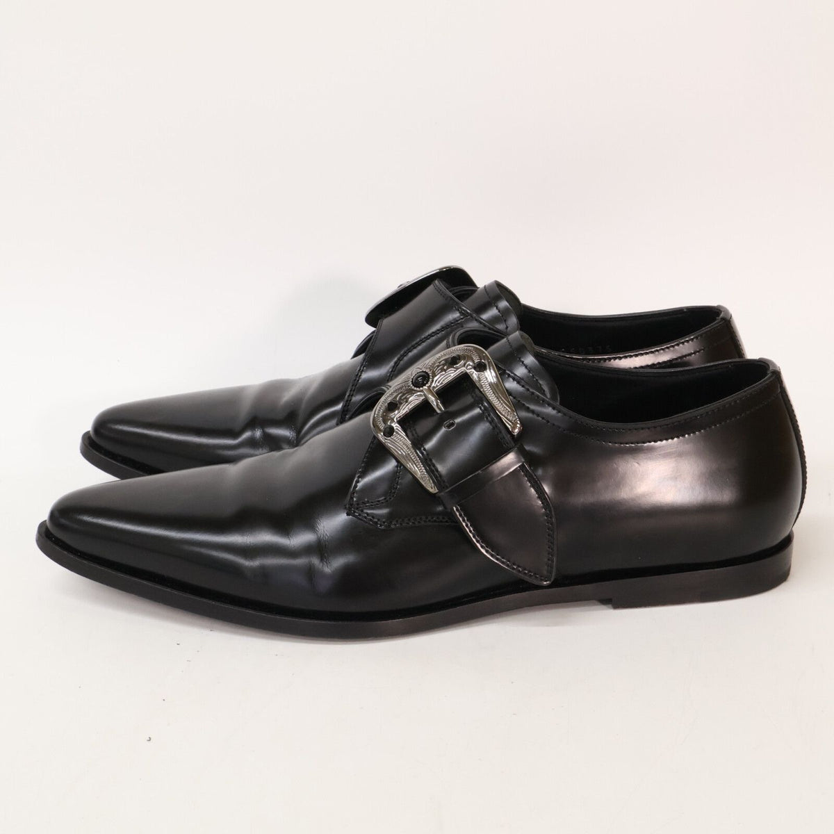 Dolce & Gabbana Silver Buckle Single Monk Dress Shoes — view 2