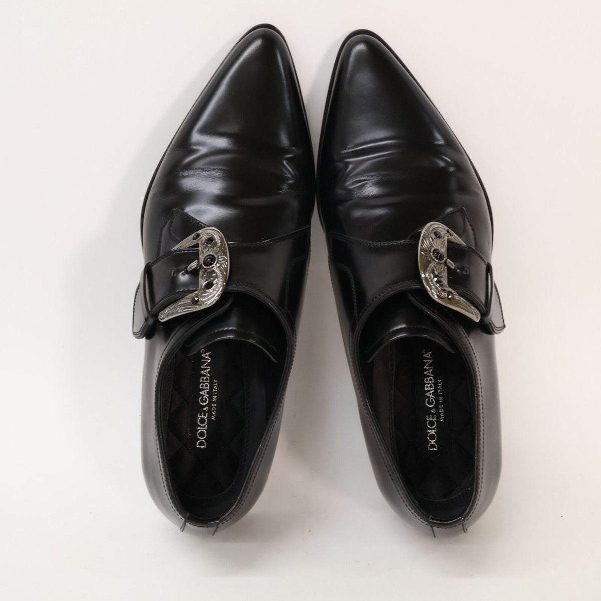 Dolce & Gabbana Silver Buckle Single Monk Dress Shoes — view 5