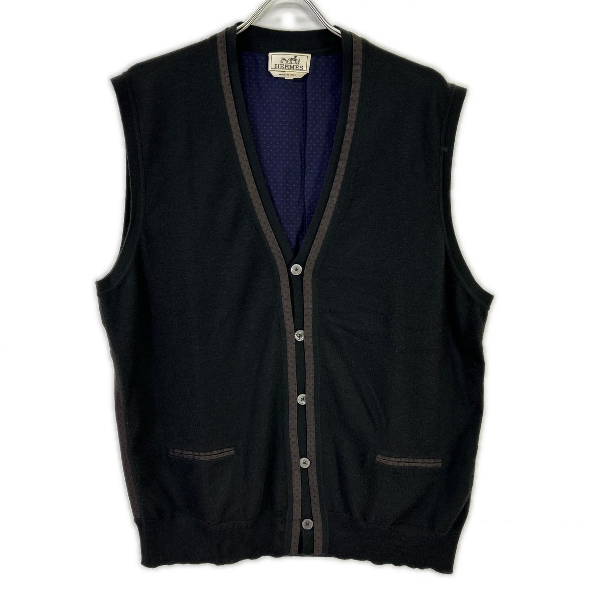 Hermes Dark Gray Cashmere Knit Vest XL