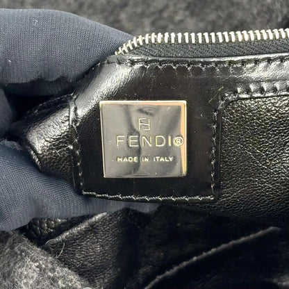 Fendi Zucca Pattern Mamma Bucket Wool Leather Gray Black Handbag Silver — view 4