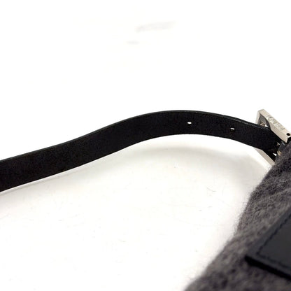 Fendi Zucca Pattern Mamma Bucket Wool Leather Gray Black Handbag Silver — view 6
