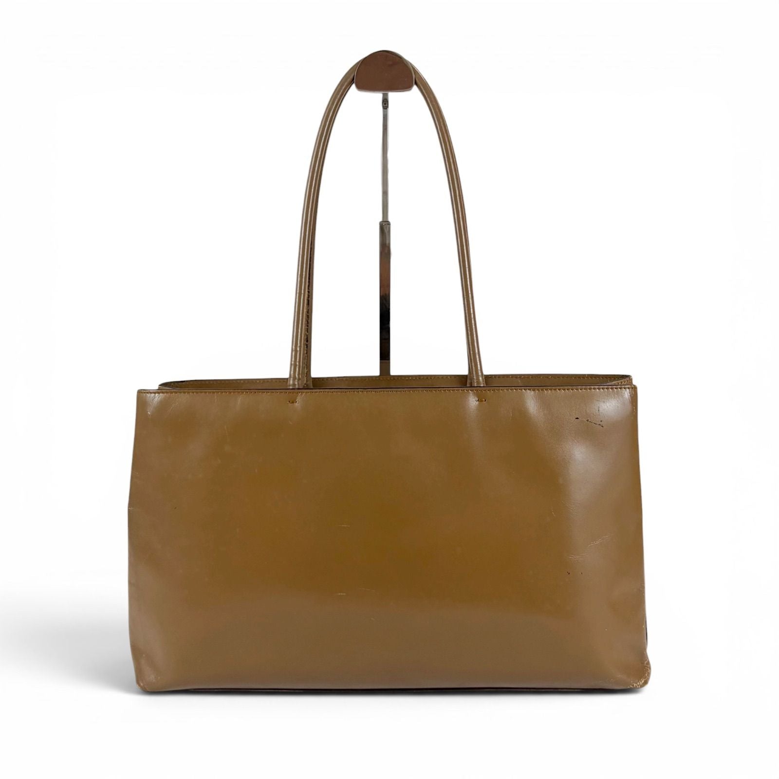 Prada Mini Tote Bag Shoulder Perforated Logo Leather Brown — view 3