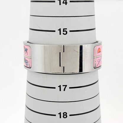 Hermes Clic Clac Enamel Bracelet Bangle Metal Silver Pink — view 4