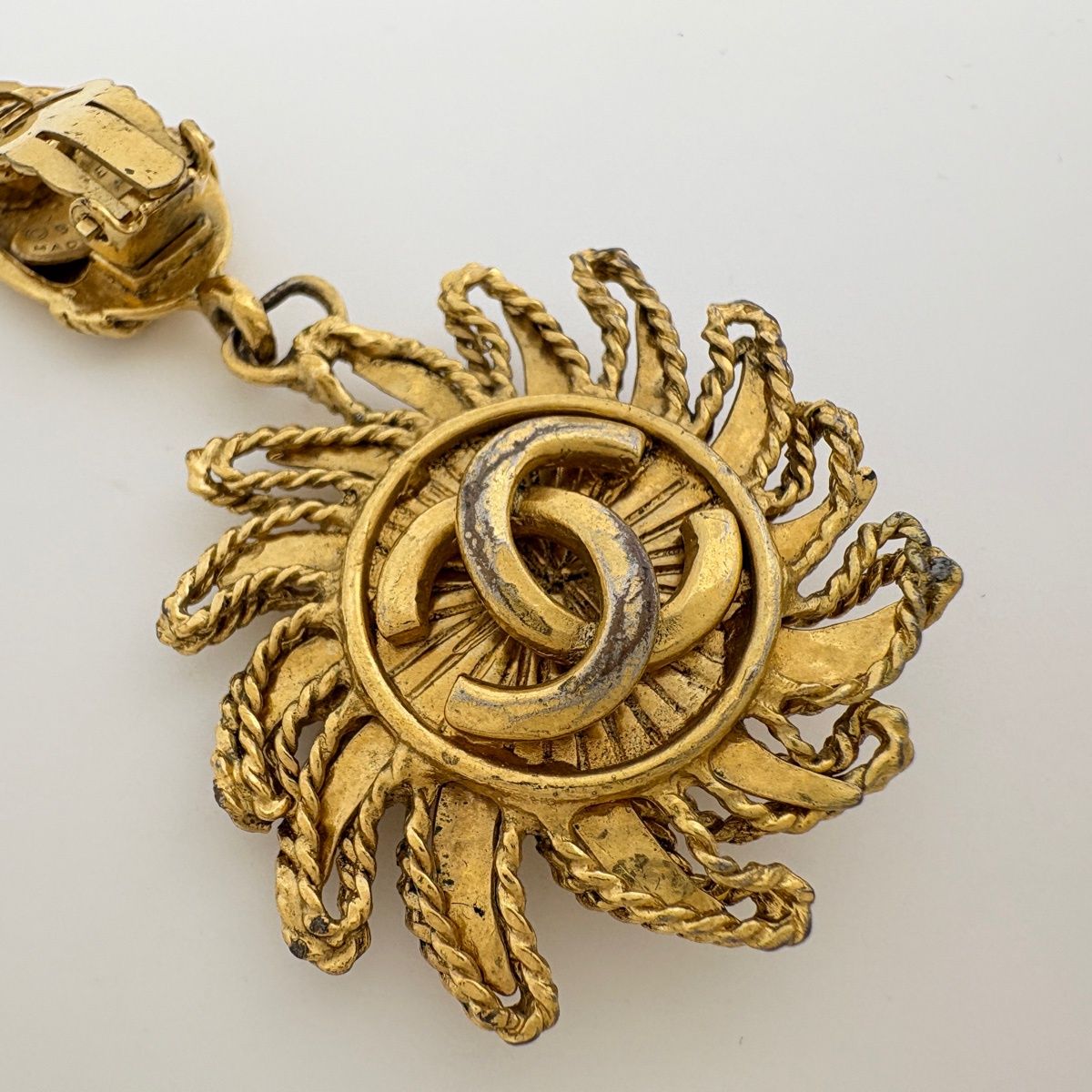 Chanel CC Logo Earrings Swing Gold Plated — view 6
