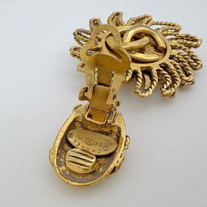 Chanel CC Logo Earrings Swing Gold Plated — view 3