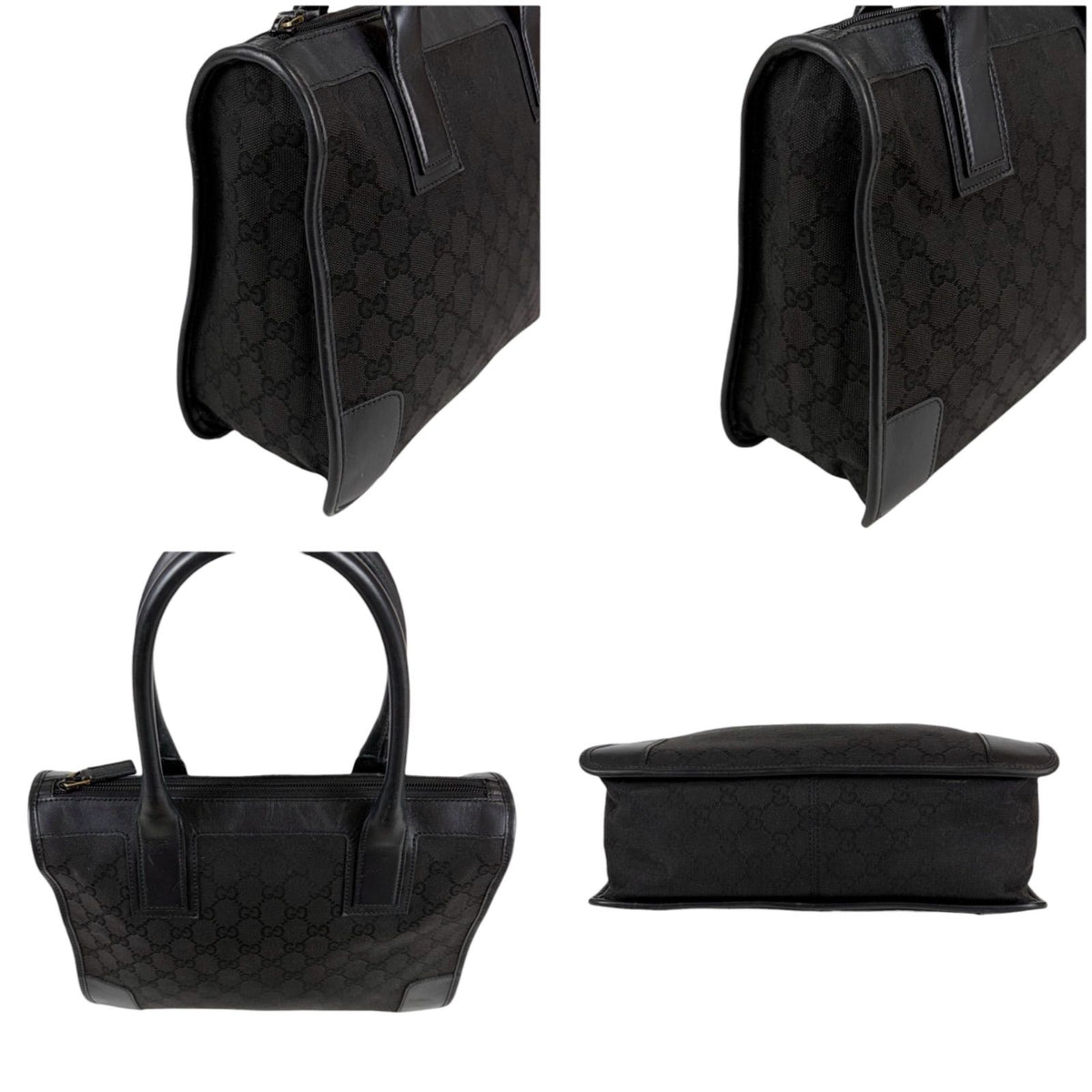 Gucci GG Canvas Tote Leather Black Shoulder Handbag — view 3