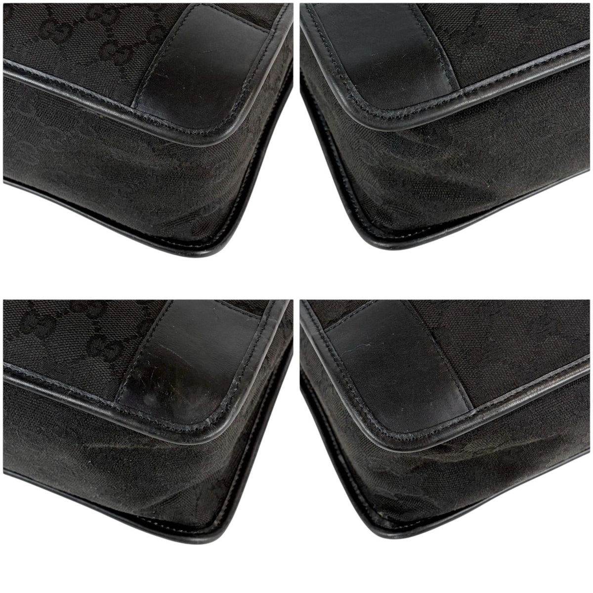Gucci GG Canvas Tote Leather Black Shoulder Handbag — view 5