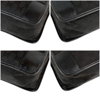 Gucci GG Canvas Tote Leather Black Shoulder Handbag — view 5