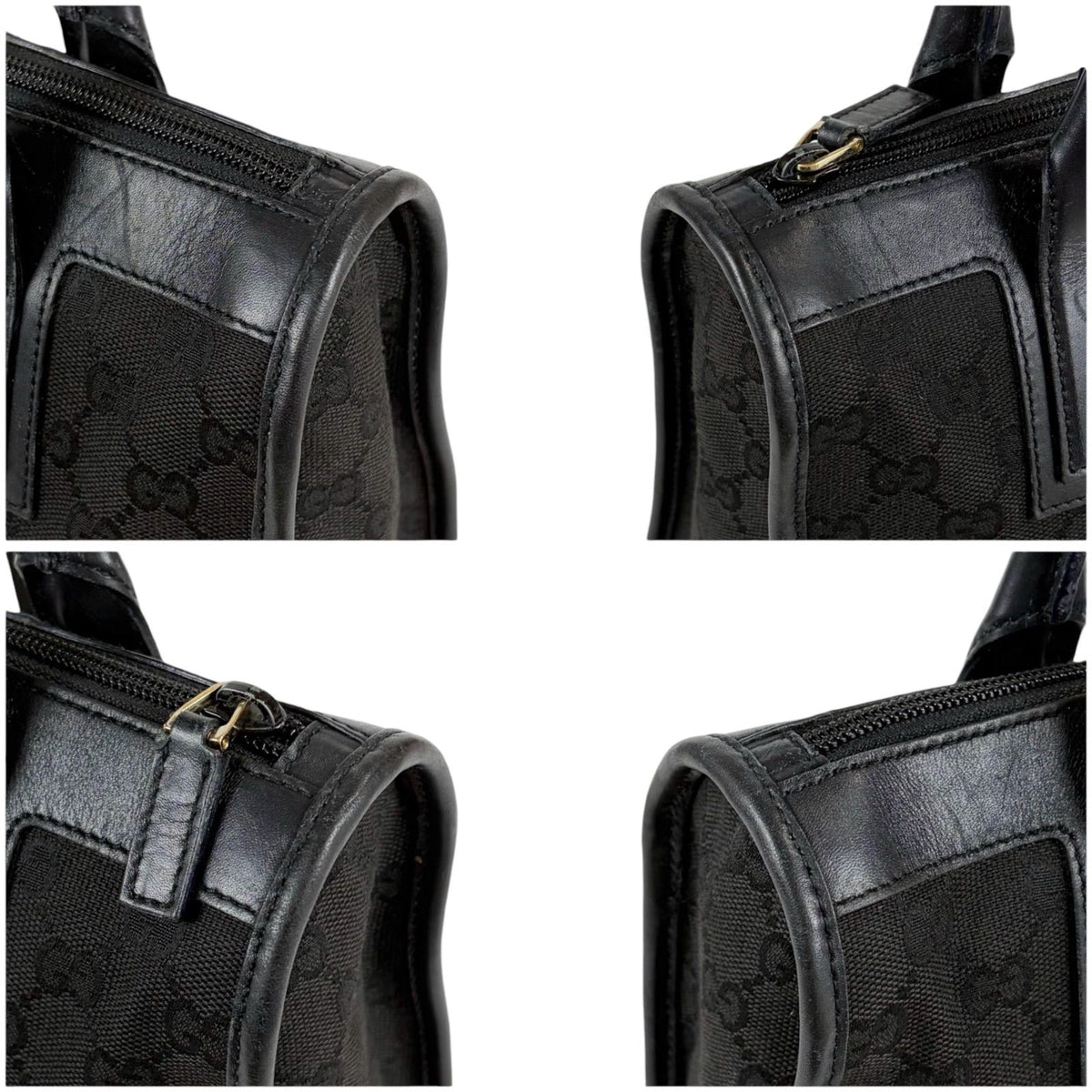 Gucci GG Canvas Tote Leather Black Shoulder Handbag — view 4