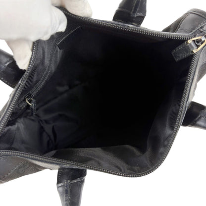 Gucci GG Canvas Tote Leather Black Shoulder Handbag — view 7