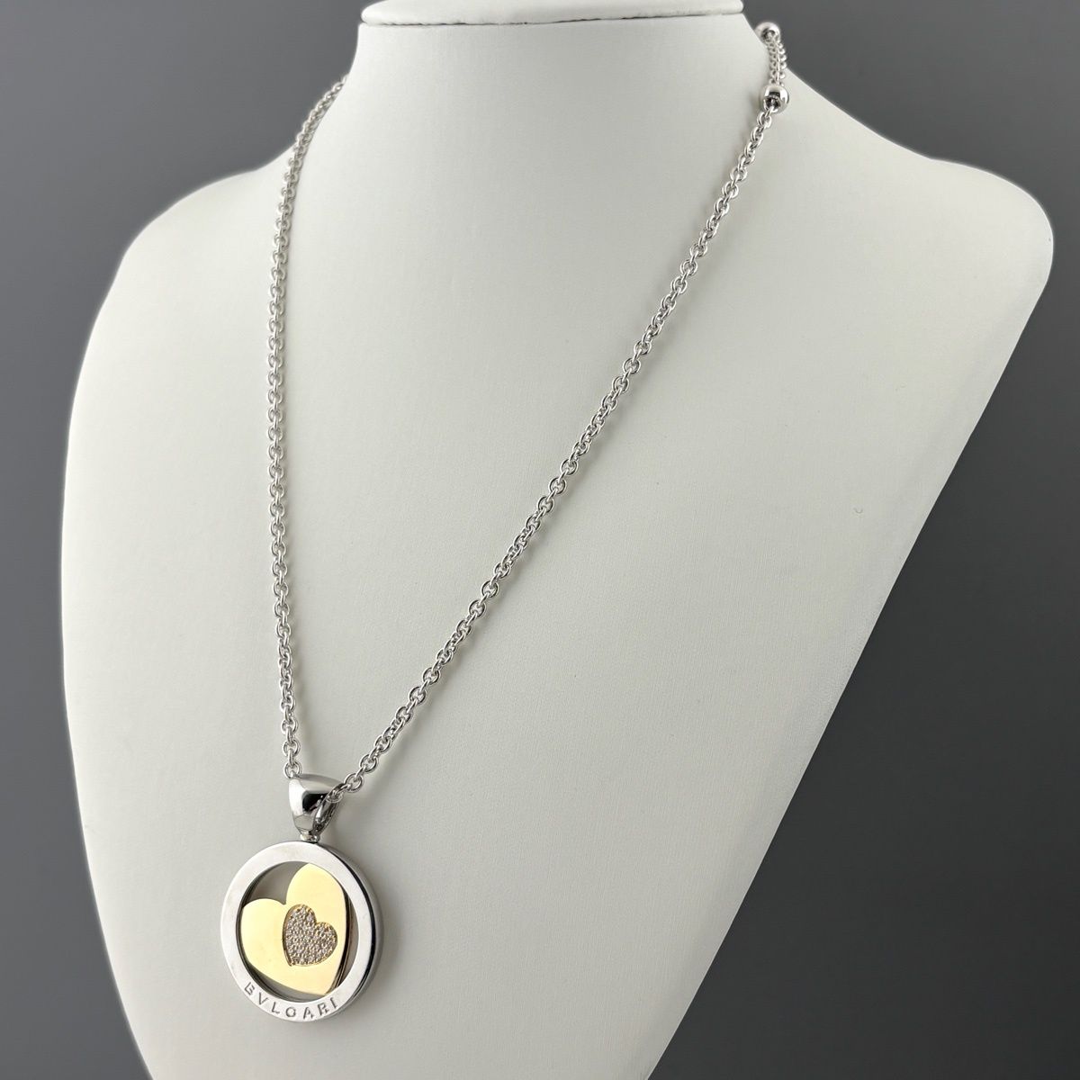 Bvlgari Tondo Heart Necklace Yellow Gold Stainless Steel Pendant 750 Diamond — view 4