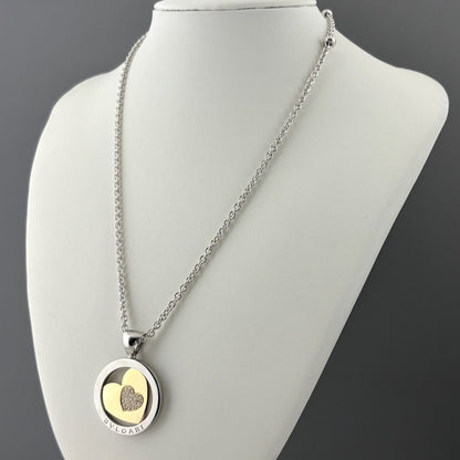 Bvlgari Tondo Heart Necklace Yellow Gold Stainless Steel Pendant 750 Diamond — view 4