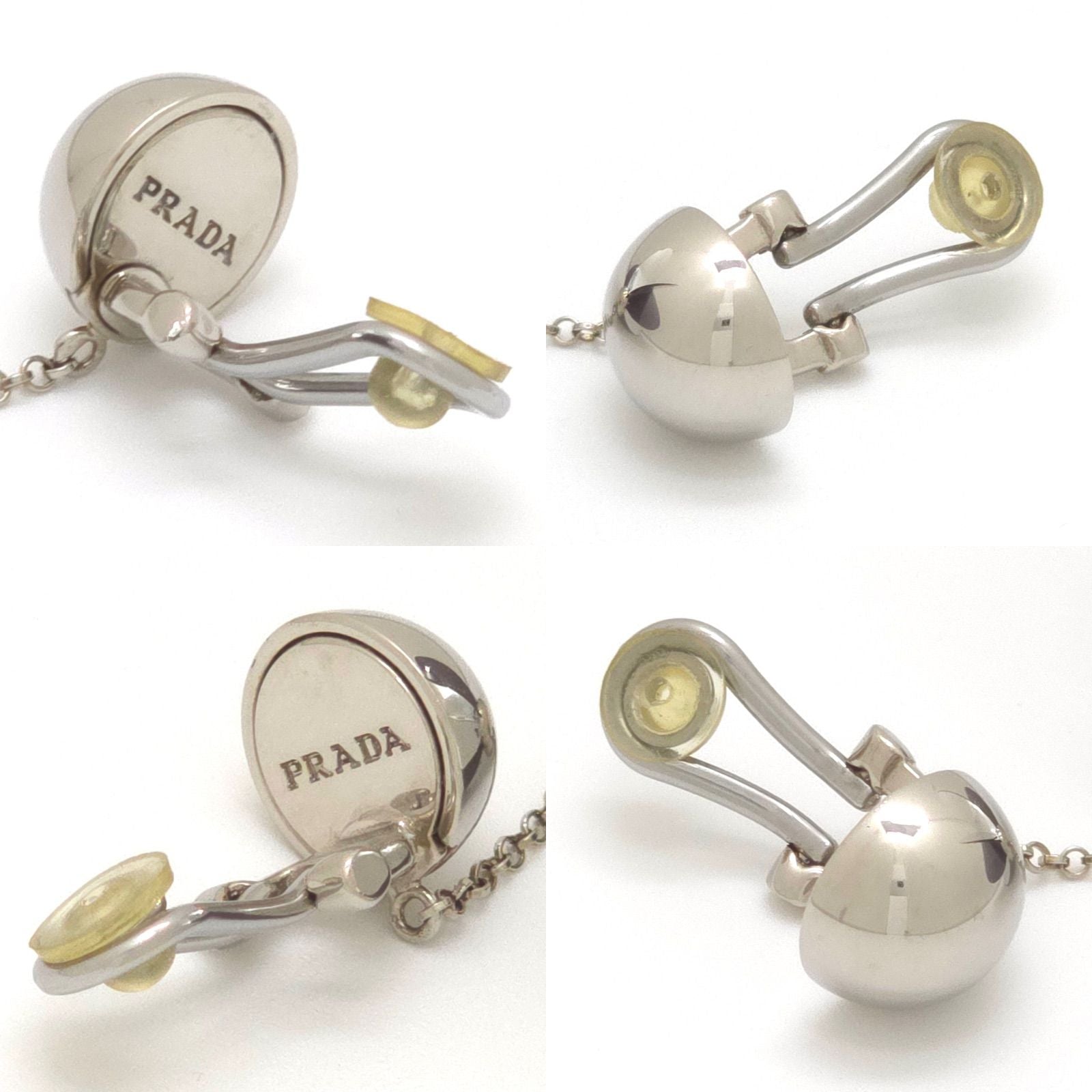 Prada Jumbo Sequin Disco Ball Earrings Clip on 10 Mirror & Gray Color — view 8