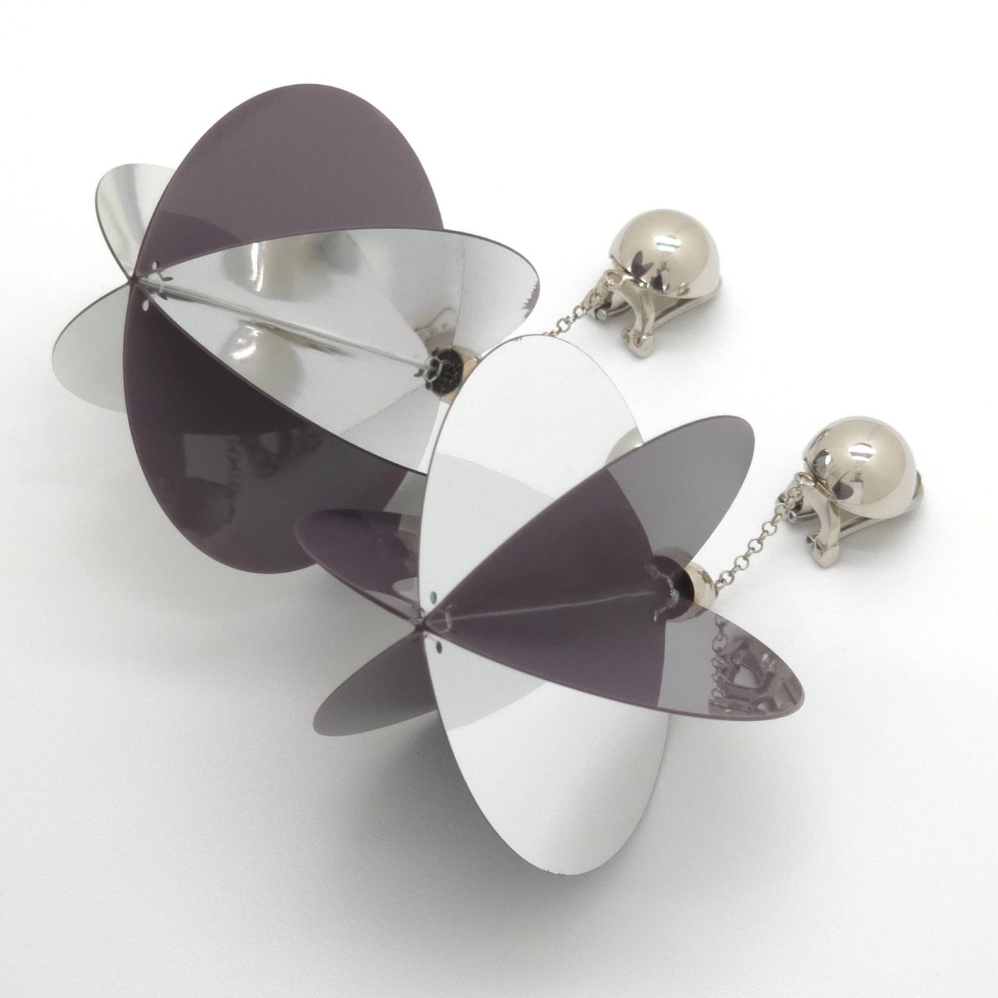 Prada Jumbo Sequin Disco Ball Earrings Clip on 10 Mirror & Gray Color — view 3