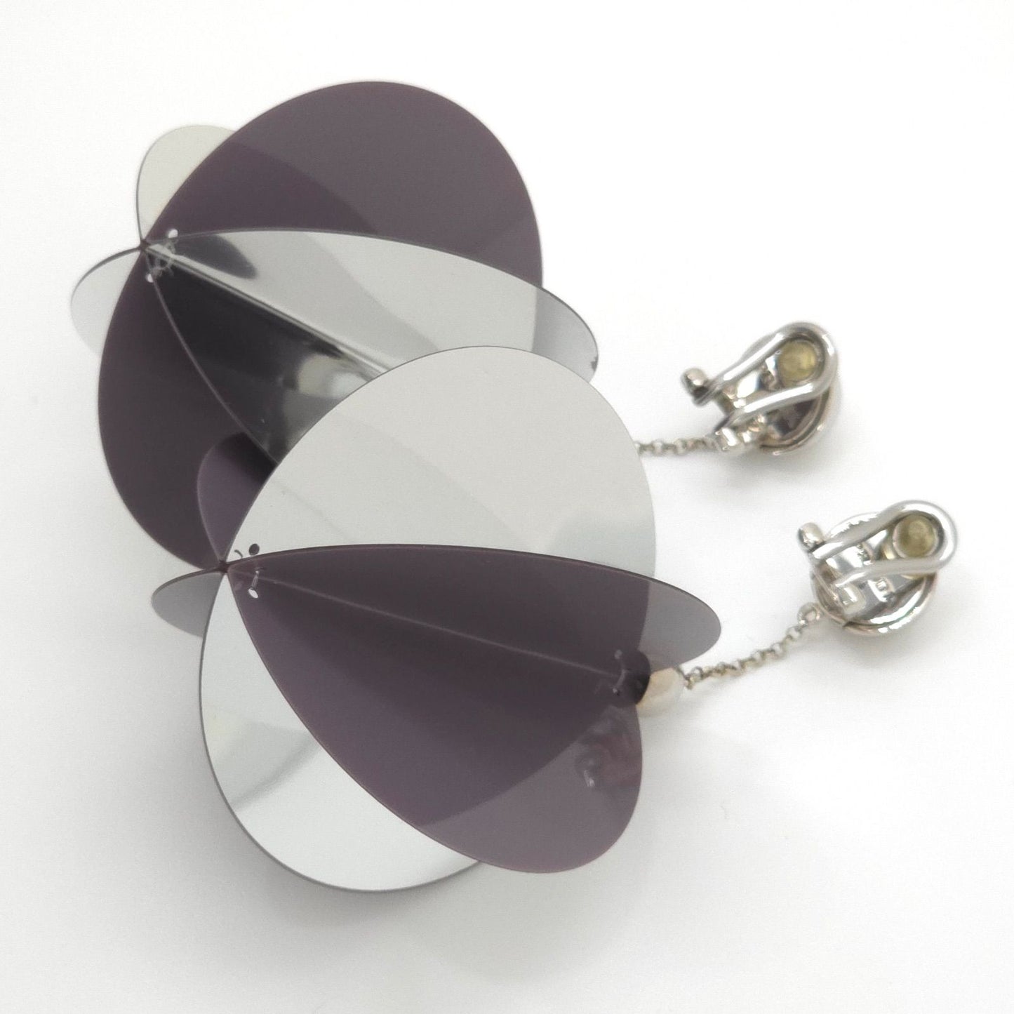 Prada Jumbo Sequin Disco Ball Earrings Clip on 10 Mirror & Gray Color — view 4