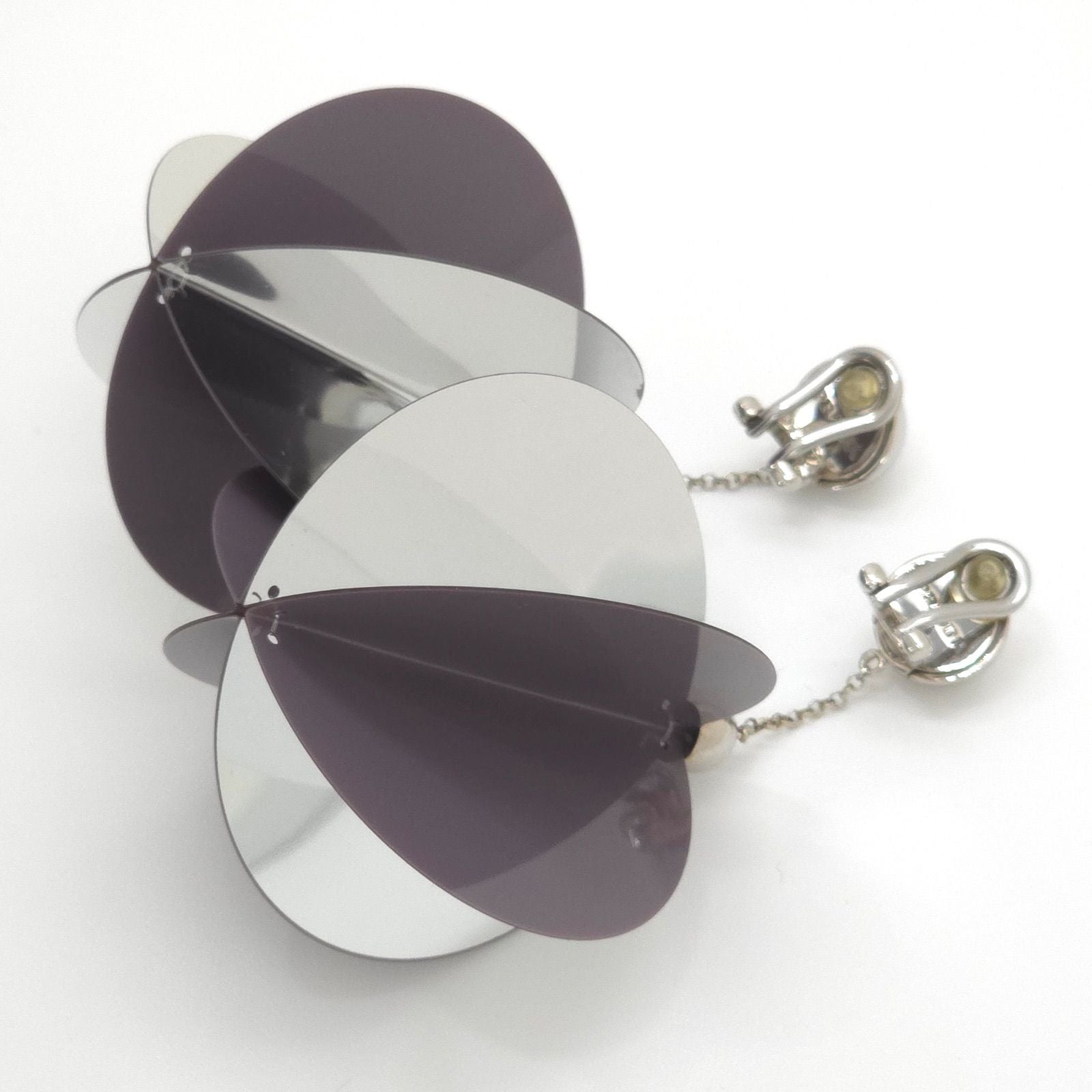 Prada Jumbo Sequin Disco Ball Earrings Clip on 10 Mirror & Gray Color — view 4