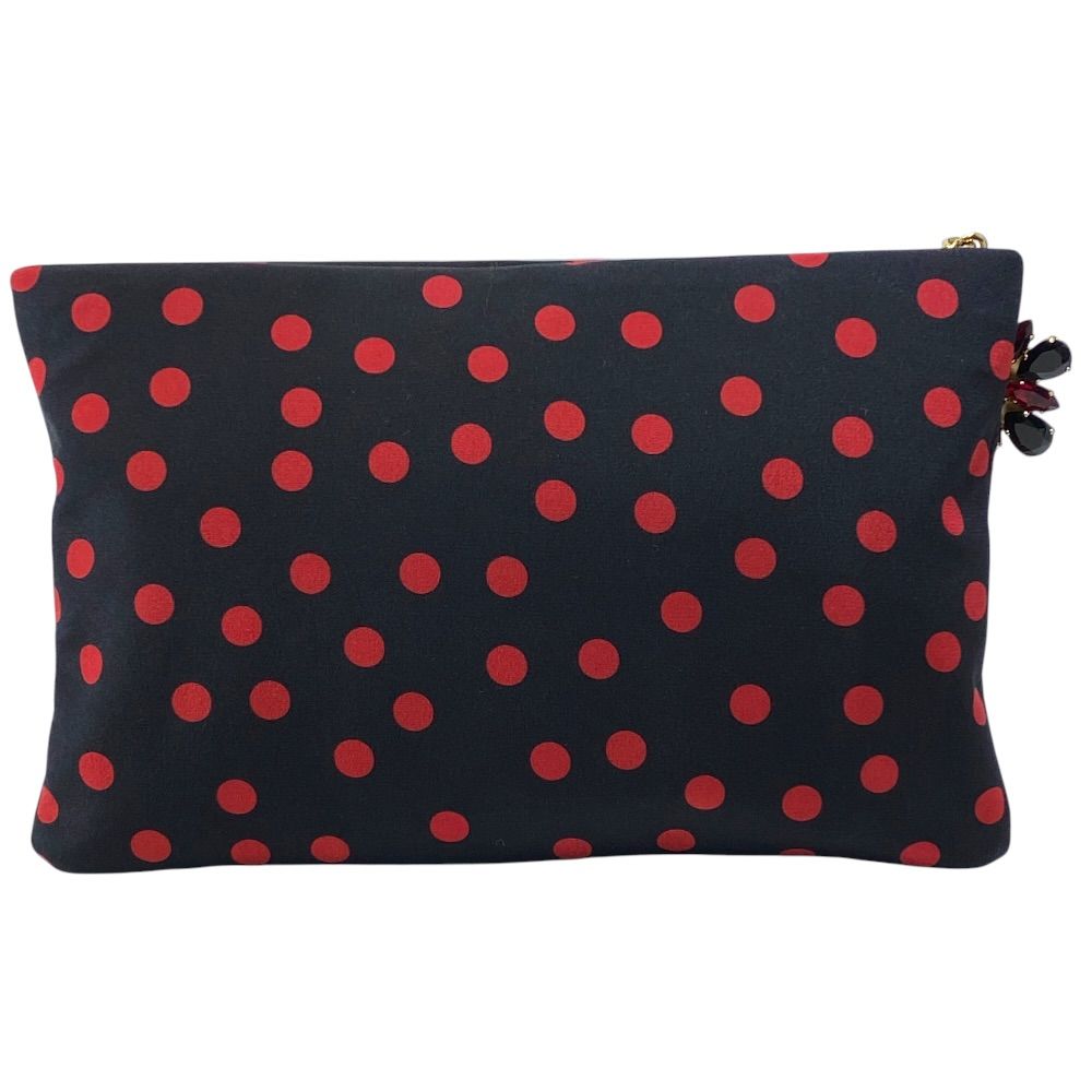 Dolce & Gabbana Dot Pattern Biju Pouch Clutch Canvas Black Red Party Going — view 2