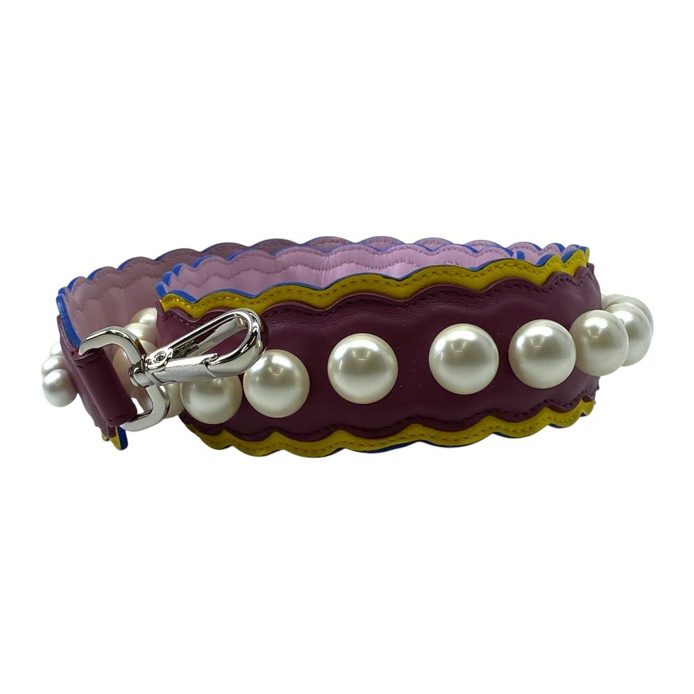 Fendi Strap Bag Leather Pearl Bordeaux White