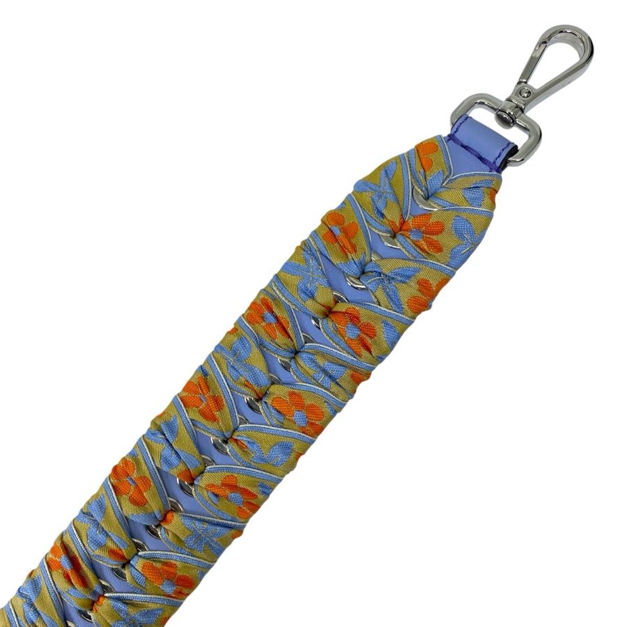 Fendi Strap Ribbon Bag Leather Canvas Blue Orange — view 5