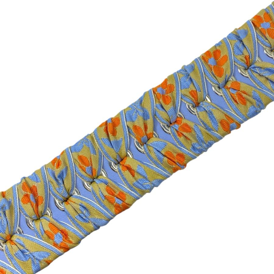 Fendi Strap Ribbon Bag Leather Canvas Blue Orange — view 4