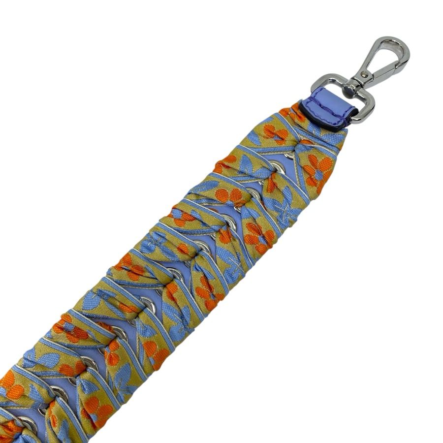 Fendi Strap Ribbon Bag Leather Canvas Blue Orange — view 6