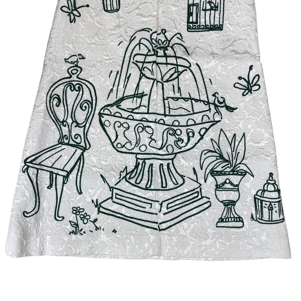 Dolce & Gabbana D&G Nosleeve Jacquard Dress Rayon White Green 36: Gorgeous — view 8