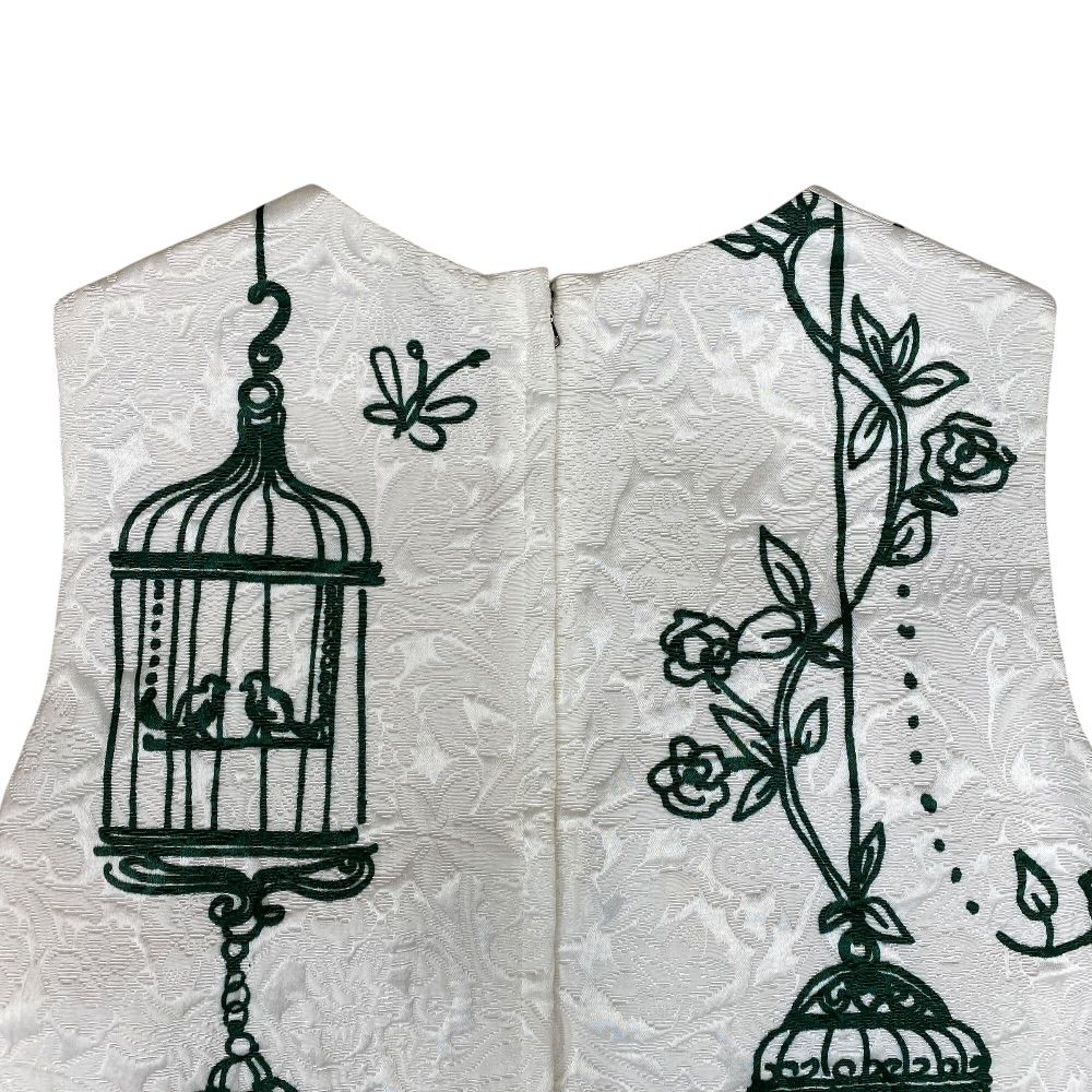 Dolce & Gabbana D&G Nosleeve Jacquard Dress Rayon White Green 36: Gorgeous — view 7