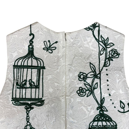 Dolce & Gabbana D&G Nosleeve Jacquard Dress Rayon White Green 36: Gorgeous — view 7