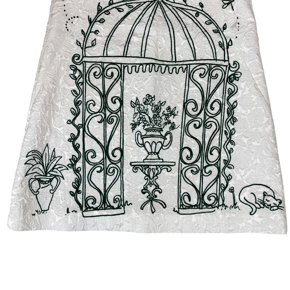 Dolce & Gabbana D&G Nosleeve Jacquard Dress Rayon White Green 36: Gorgeous — view 6