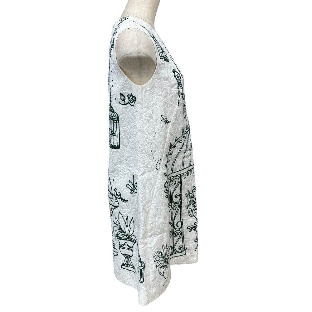 Dolce & Gabbana D&G Nosleeve Jacquard Dress Rayon White Green 36: Gorgeous — view 4