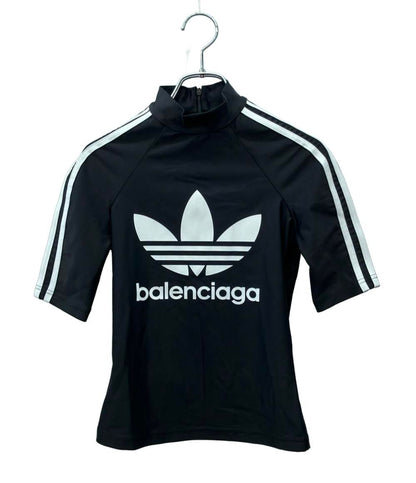 Balenciaga Adidas Short Sleeve T-Shirt Mock Neck Back Zip Up 34