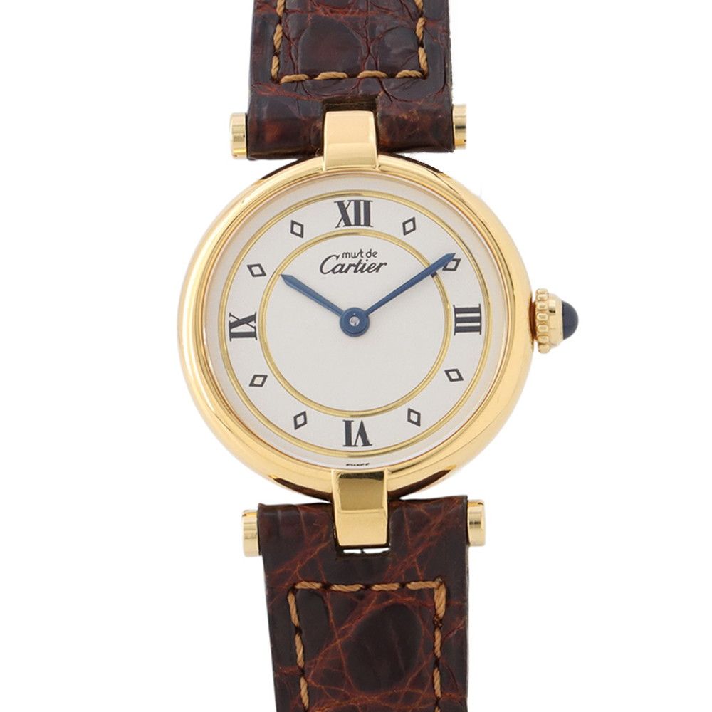 Cartier Must Vendome Vermeil SM 925 Sterling Silver Watch Ivory Dial