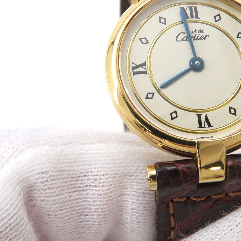 Cartier Must Vendome Vermeil SM 925 Sterling Silver Watch Ivory Dial — view 4