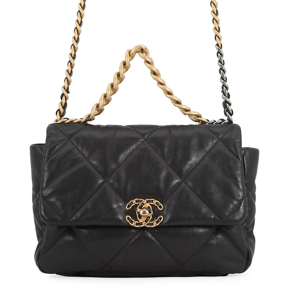 Chanel Chain Shoulder Bag 19 Large Lambskin 2-Way Black