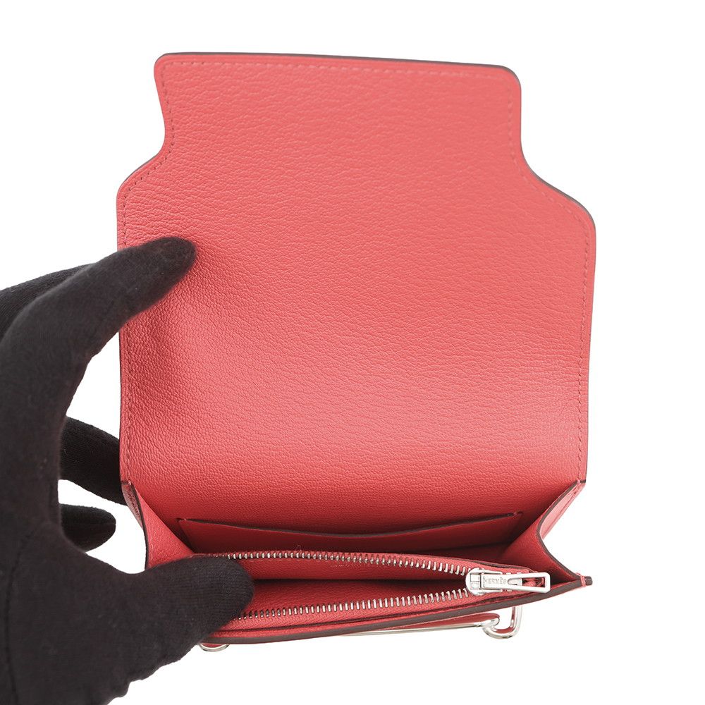 Hermes Wallet Roulis Slim Rose Texas Silver Chevre Mysore — view 5