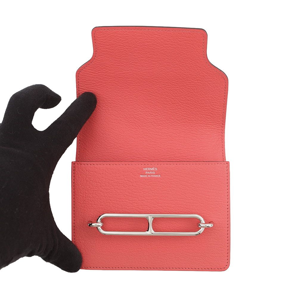 Hermes Wallet Roulis Slim Rose Texas Silver Chevre Mysore — view 4