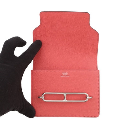 Hermes Wallet Roulis Slim Rose Texas Silver Chevre Mysore — view 4