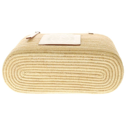 Loewe Angram Square Trimmed Raffia Small Basket Bag Handbag Beige White — view 4