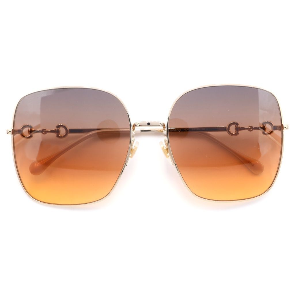 Gucci Square Horsebit Gradient Sunglasses Gold Brown 61 18‐140 Eyewear