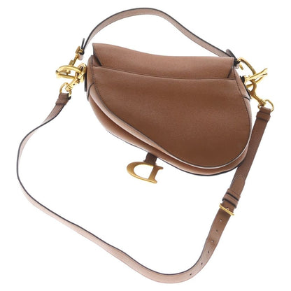 Dior Saddle Bag Brown Grained Calfskin Gold — view 2