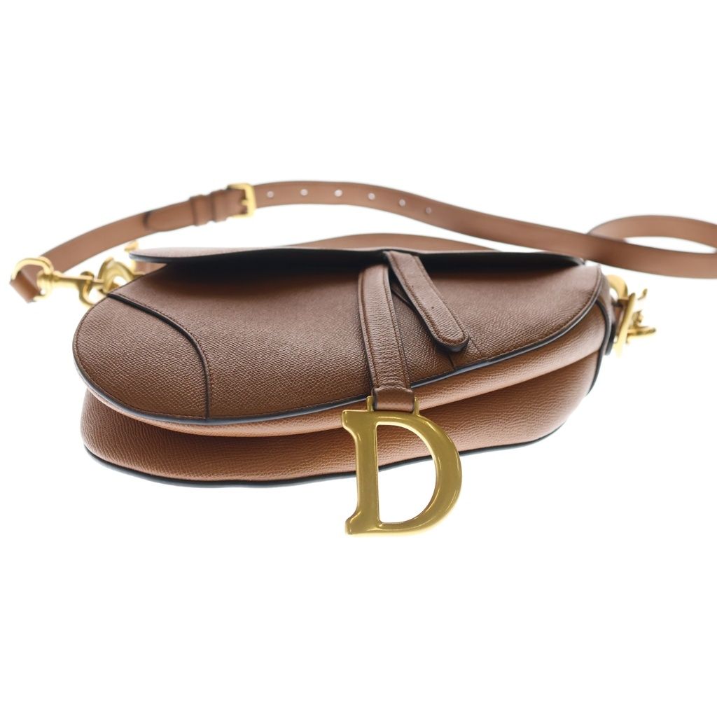 Dior Saddle Bag Brown Grained Calfskin Gold — view 4