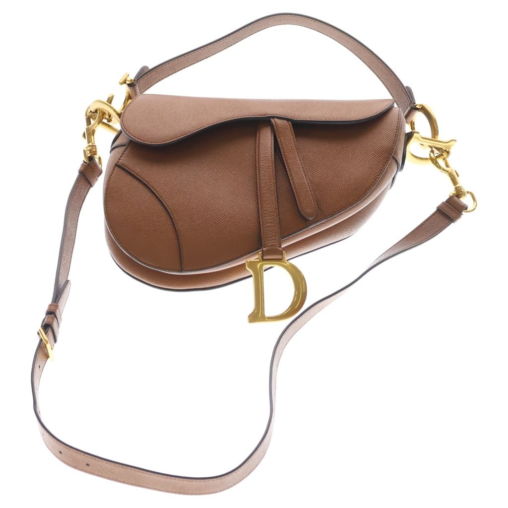 Dior Saddle Bag Brown Grained Calfskin Gold