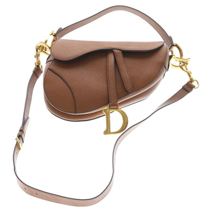 Dior Saddle Bag Brown Grained Calfskin Gold
