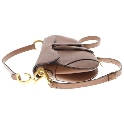 Dior Saddle Bag Brown Grained Calfskin Gold — view 3